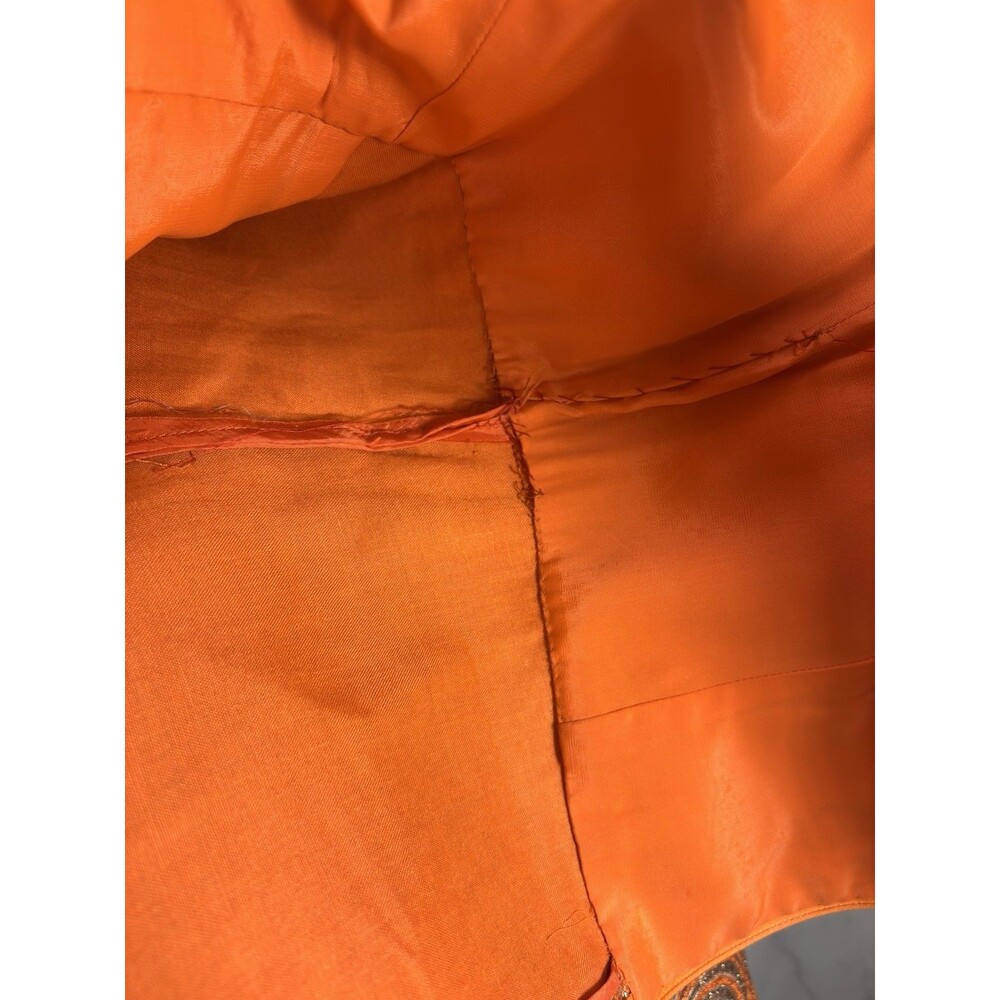Vintage 60s Kent Originals Empire Waist Evening Gown Dress Orange Brocade 6 S - Picture 10 of 16
